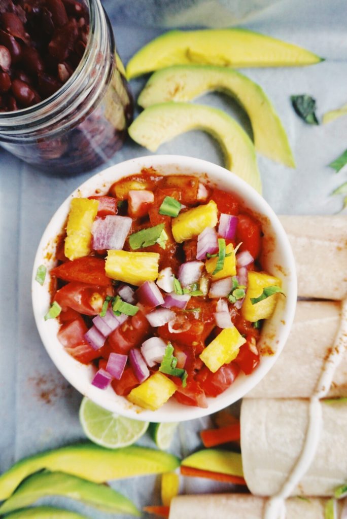 Roasted tomato salsa close up