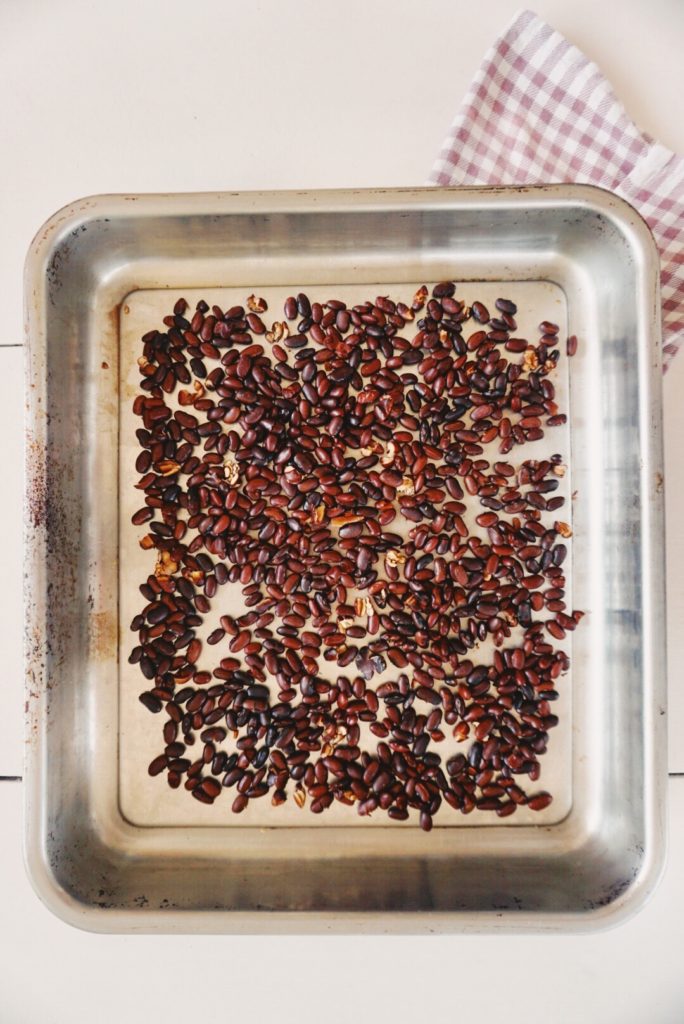 prepared beans dried out in the oven
