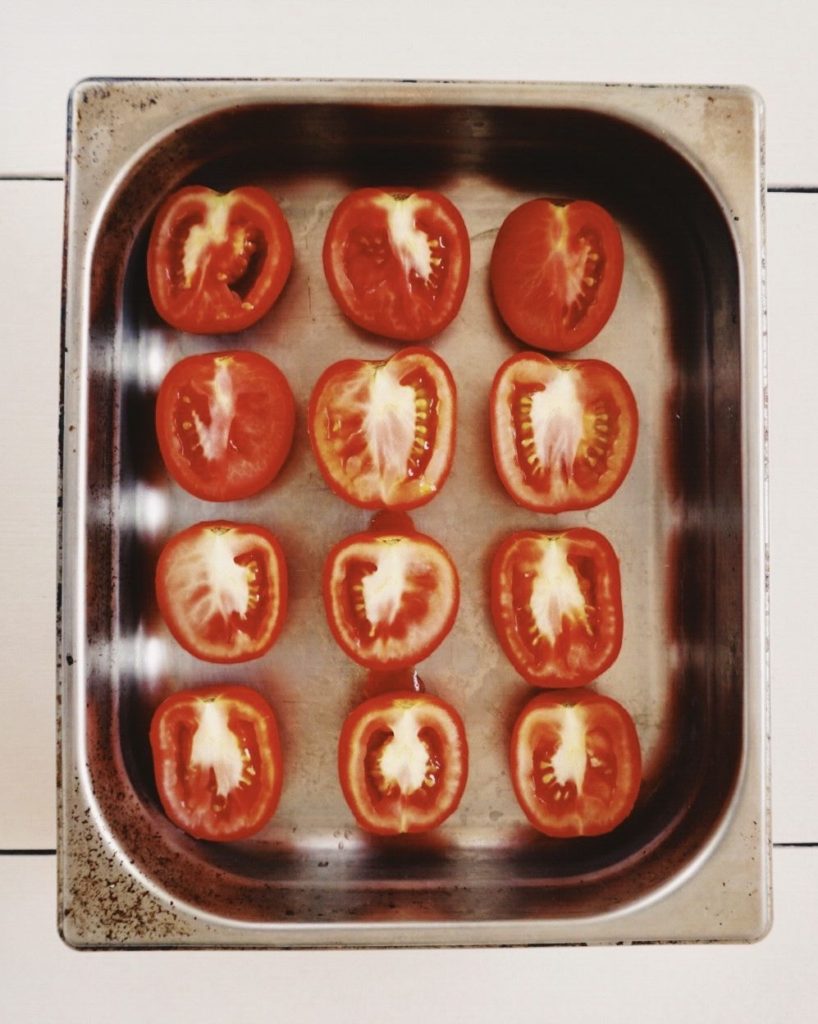 tomatoes in a baking dish
