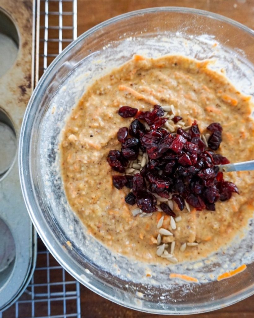batter with dried fruits and seeds