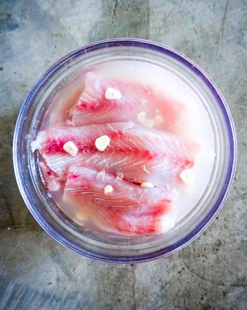 fish marinating