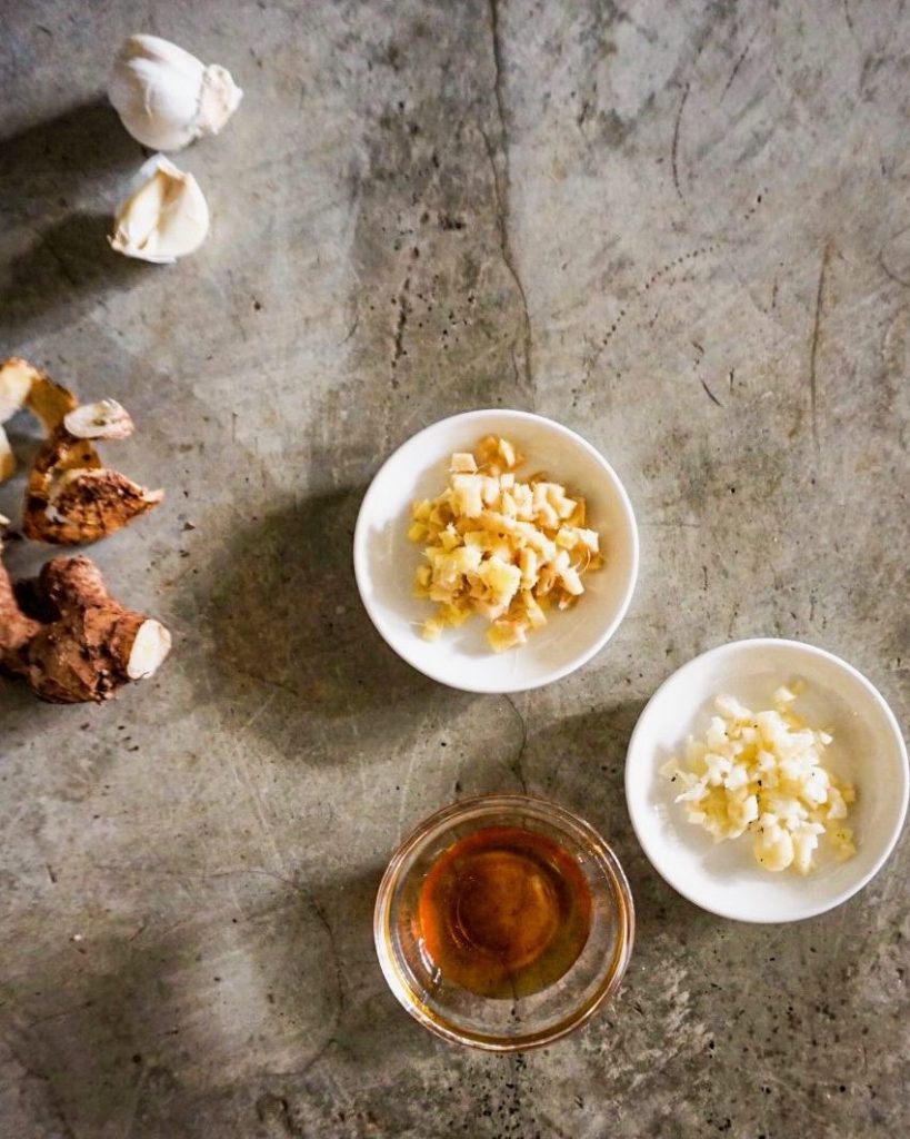 ginger, garlic and honey ready for the veggies