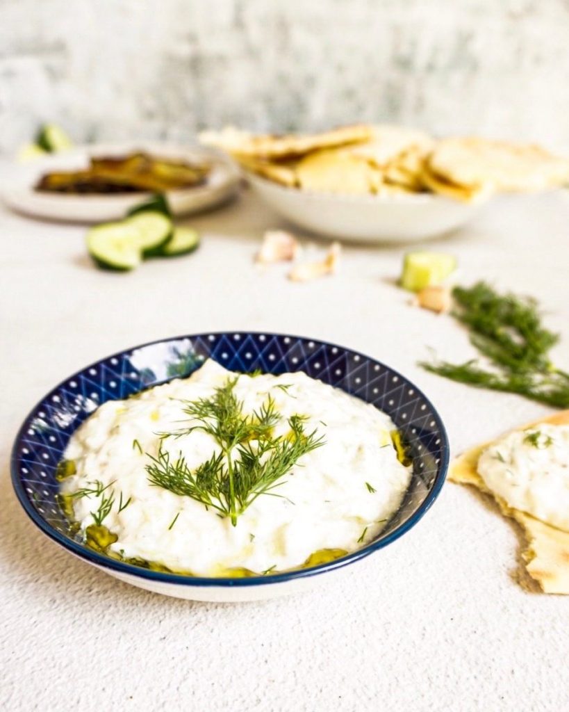 close up of tzatziki sauce