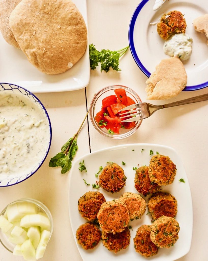 falafel as part of a mediterranean spread