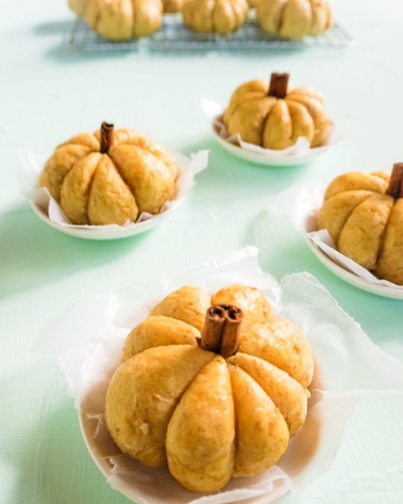 Pumpkin bun on a small plate