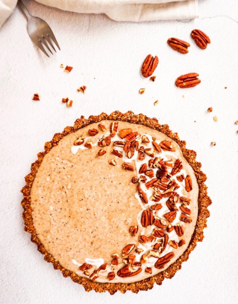 healthy pecan pie uncut