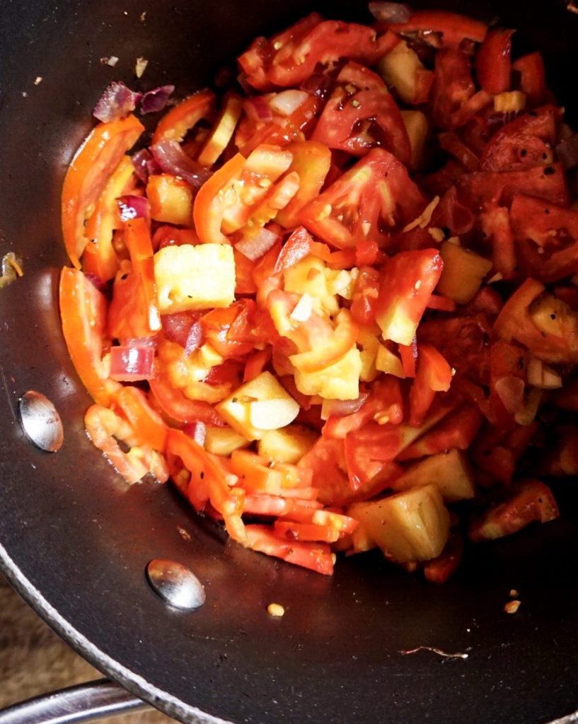 Ingredients simmering in pot