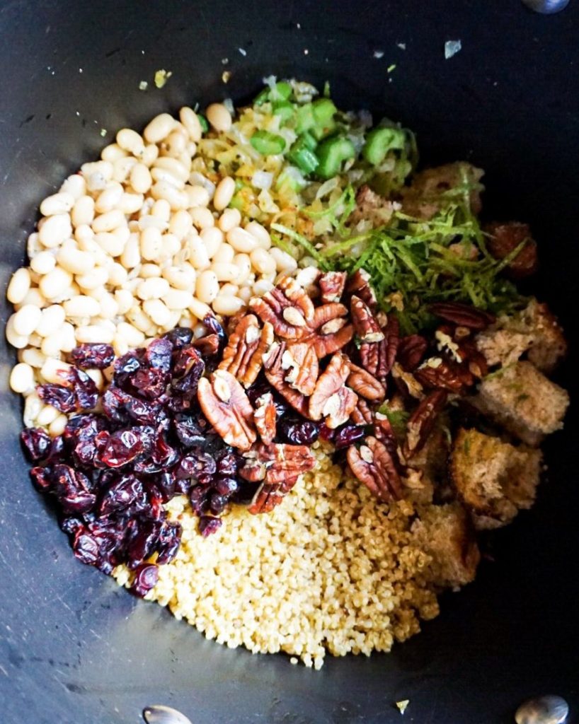 vegan stuffing ingr in pot