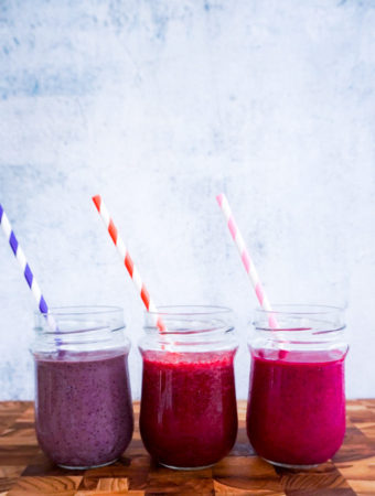 3 purple smoothie in a row