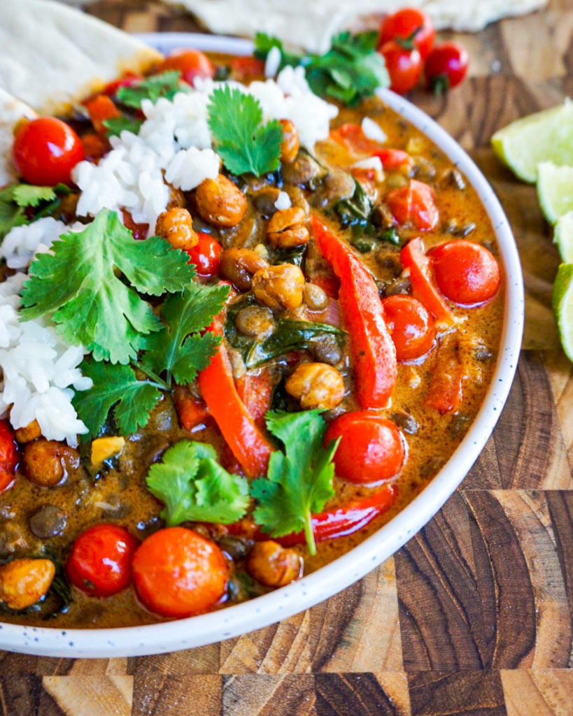 close up thai lentil curry