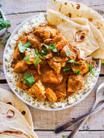 chicken tikka masala and naan bread