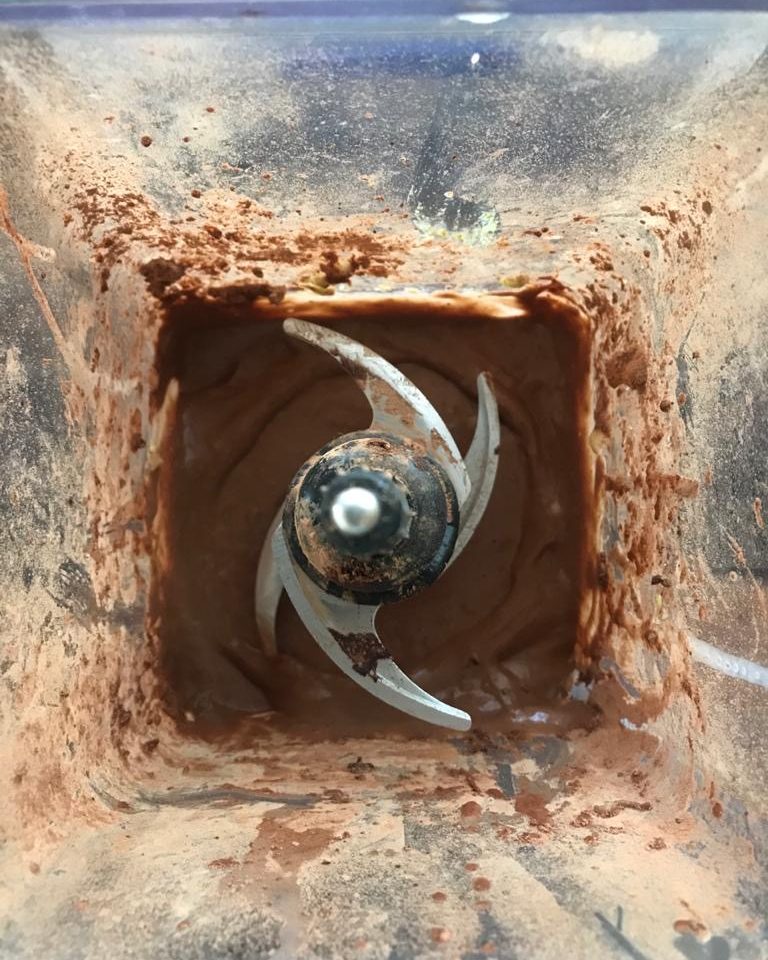 chocolate nice cream in blender bowl