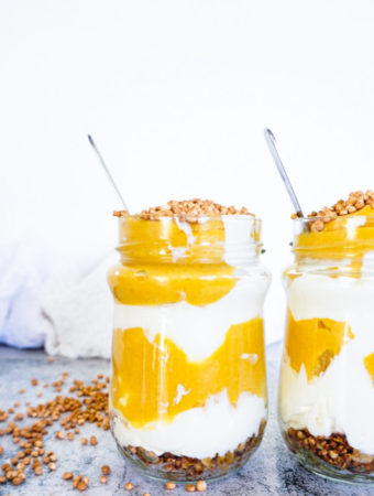 creamy yogurt and mango mousse parfait