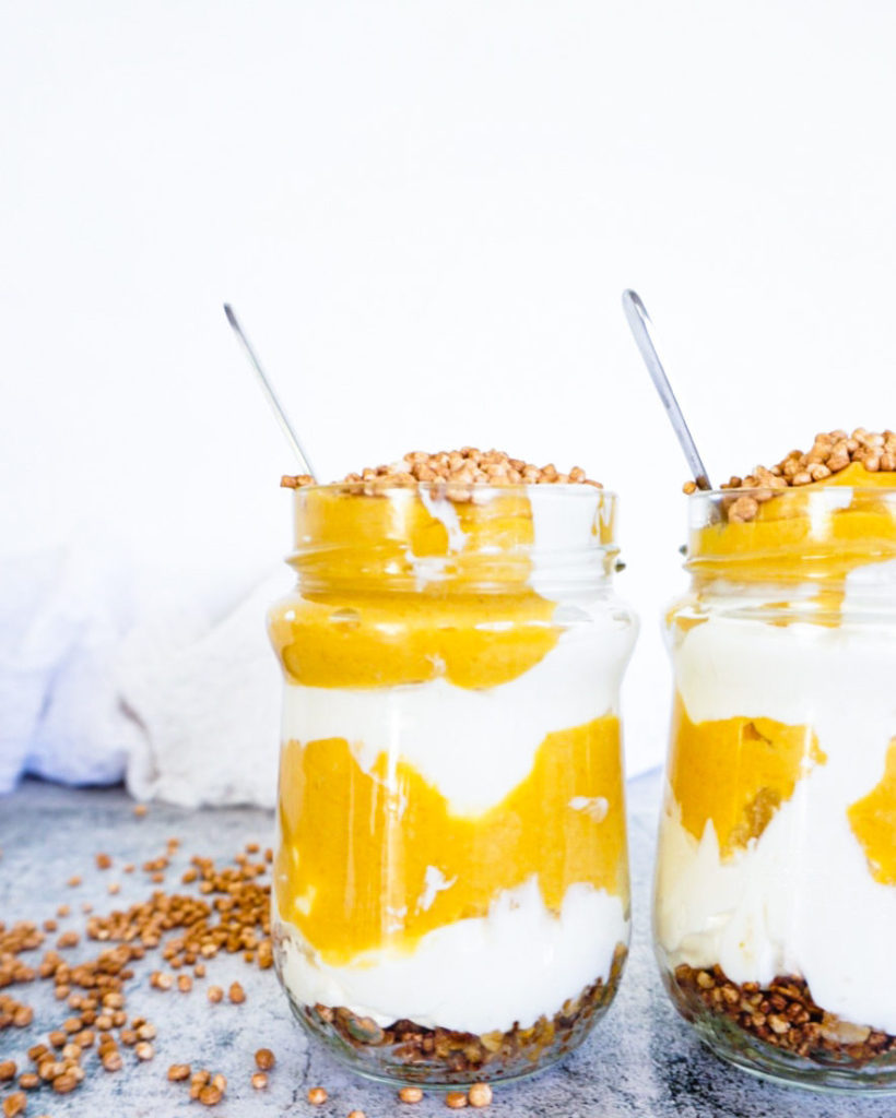 creamy yogurt and mango mousse parfait