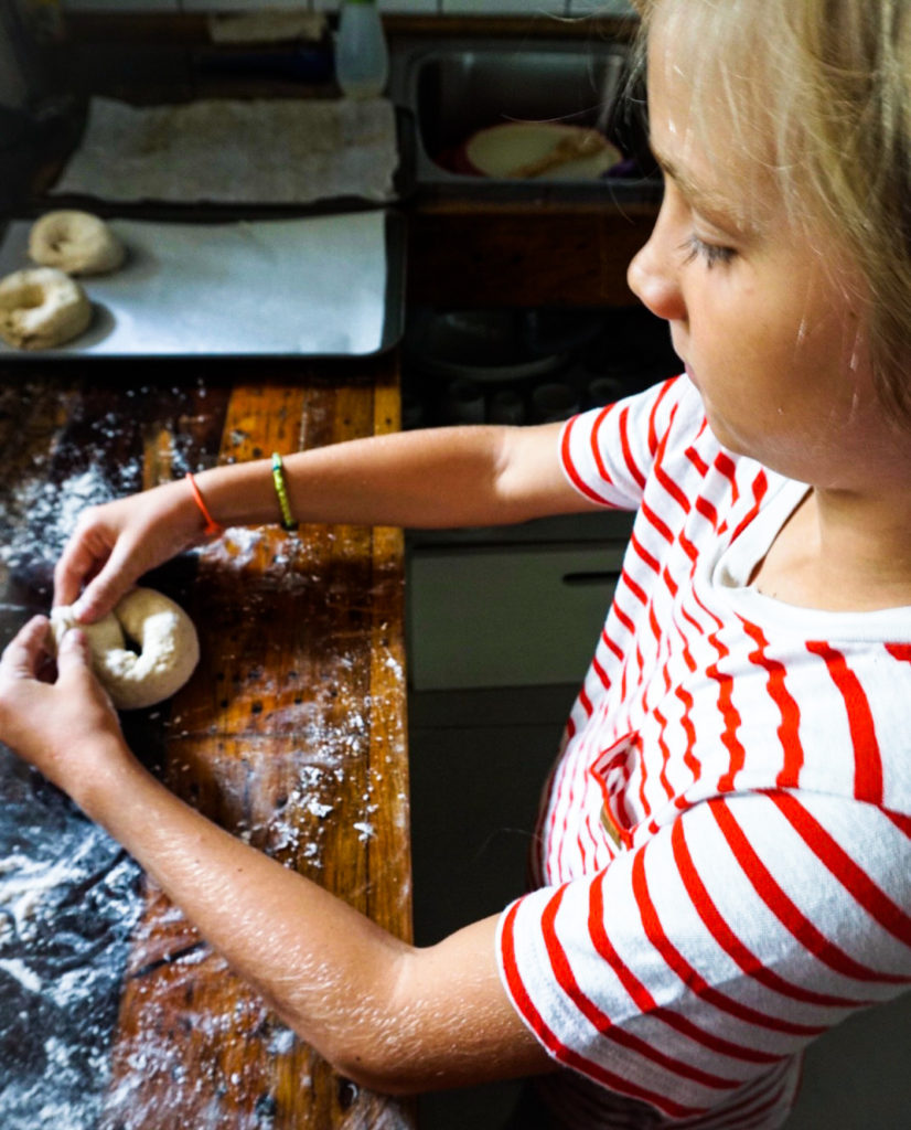 forming bagel out of dough