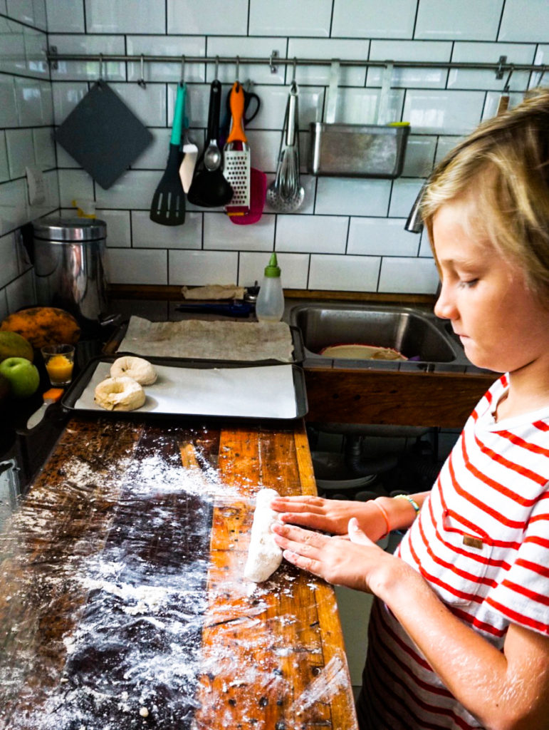 rolling a 'rope' of dough