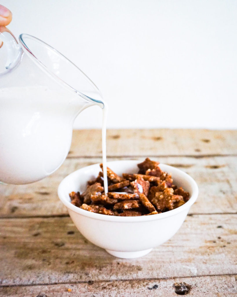 milk poured on cereal