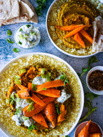 roasted carrot dal two ways with fixings