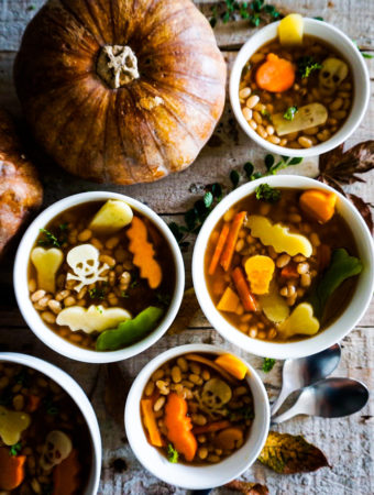 bowls of Halloween soup