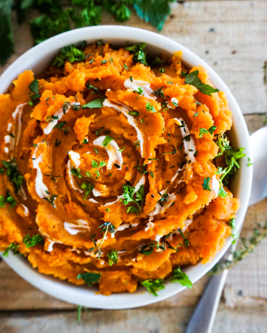 herb sweet potato mash - Familicious