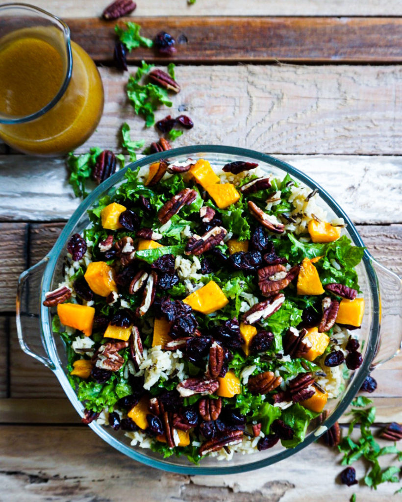 wild rice roasted sweet potato kale salad
