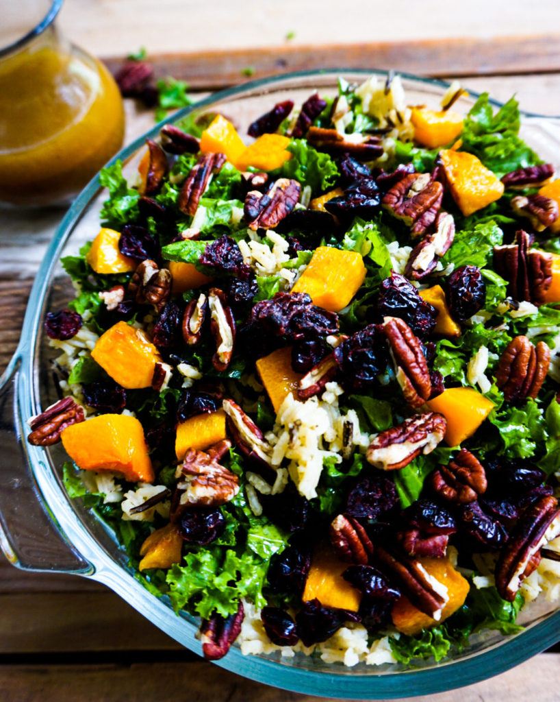 wild rice roasted sweet potato kale salad