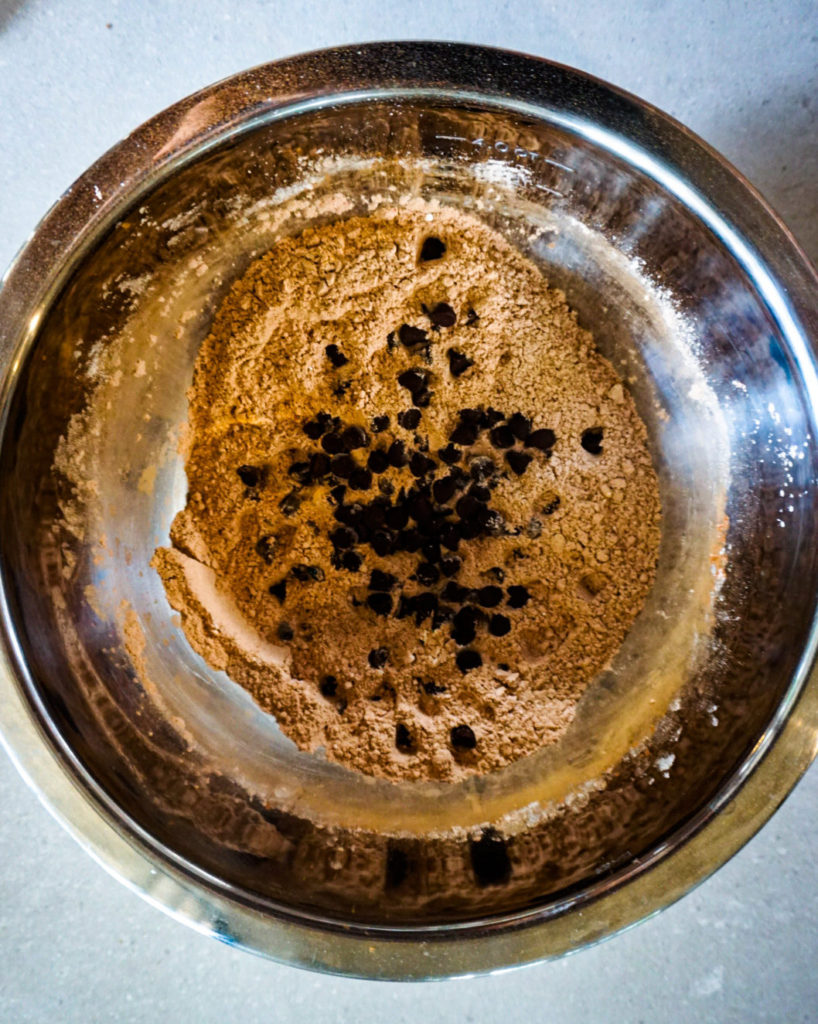 dry ingredients and chocolate chips