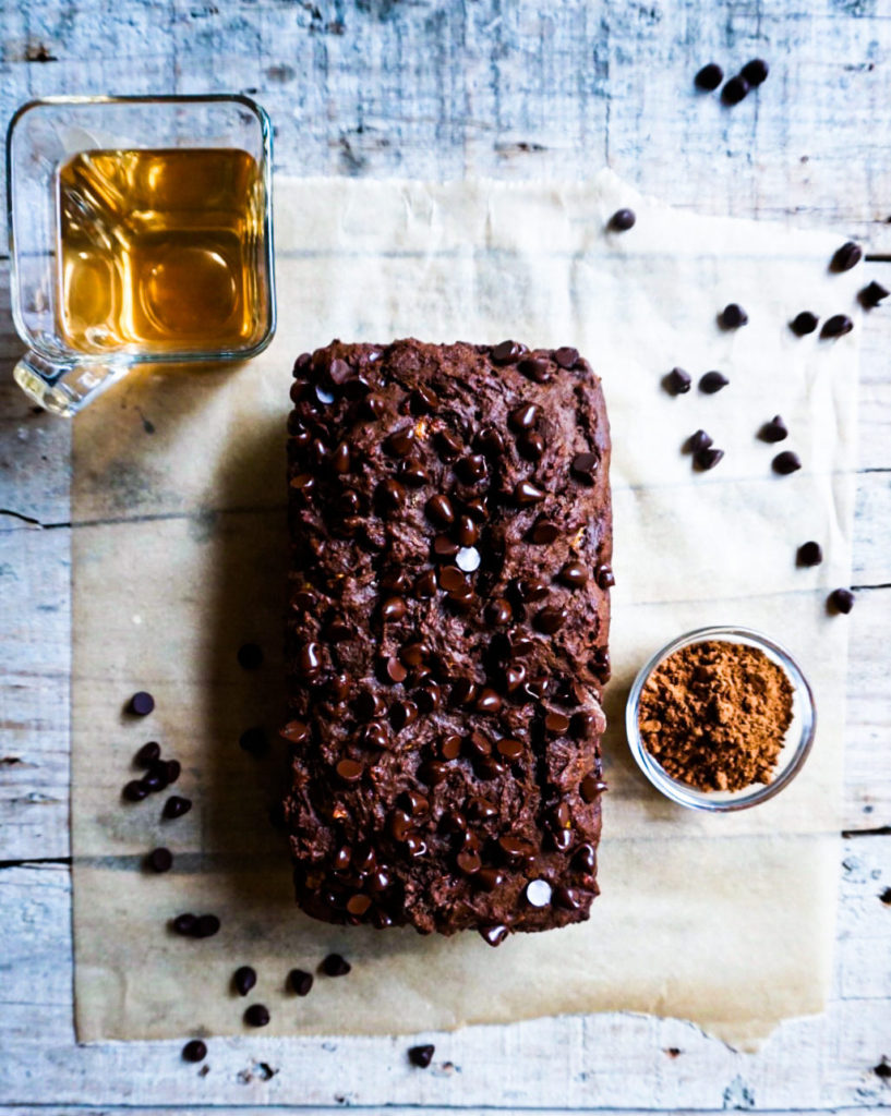 loaf of chocolate banana bread