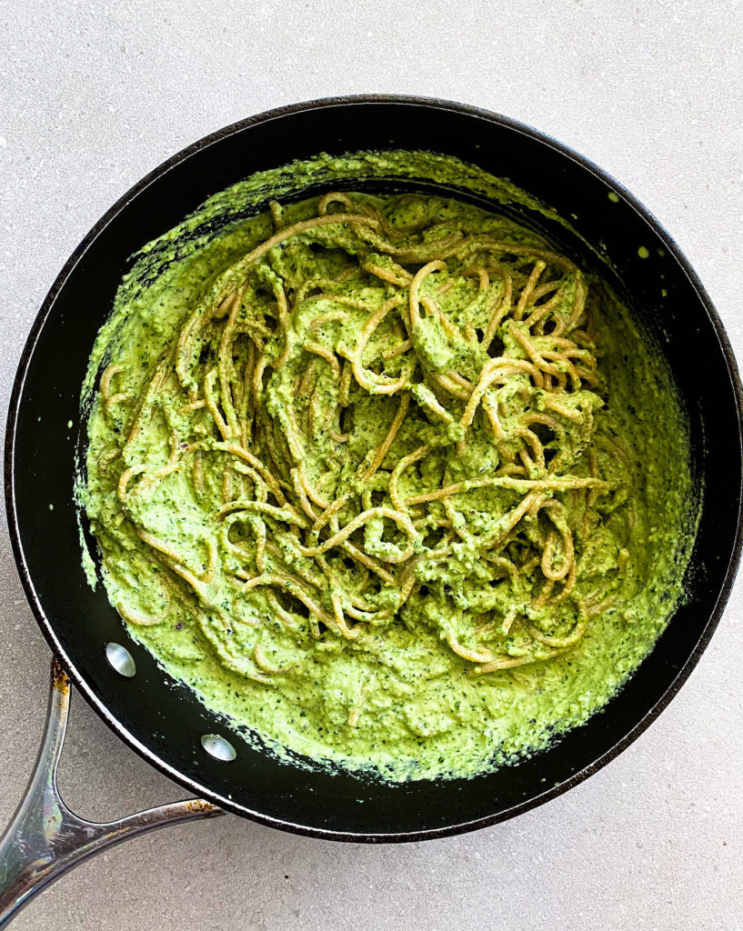 pasta and green sauce