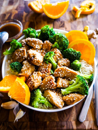 orange ginger chicken and broccoli