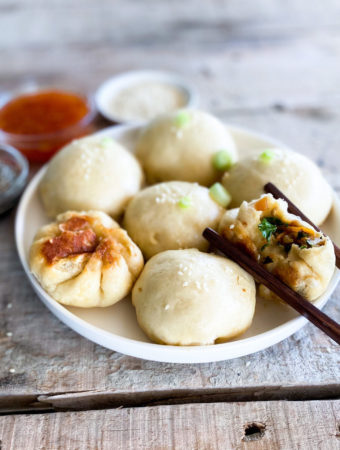 bao buns on a plate