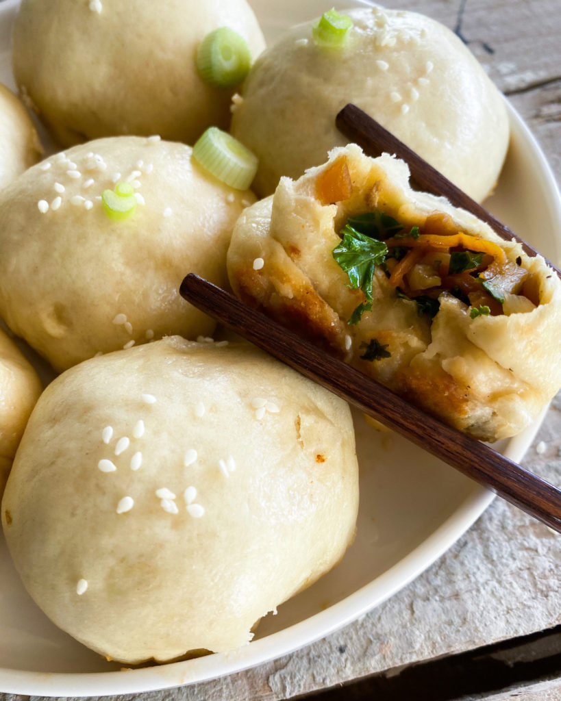 bao buns on a plate