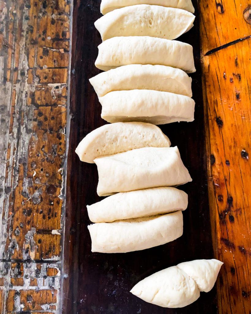 dough roll cut up into pieces