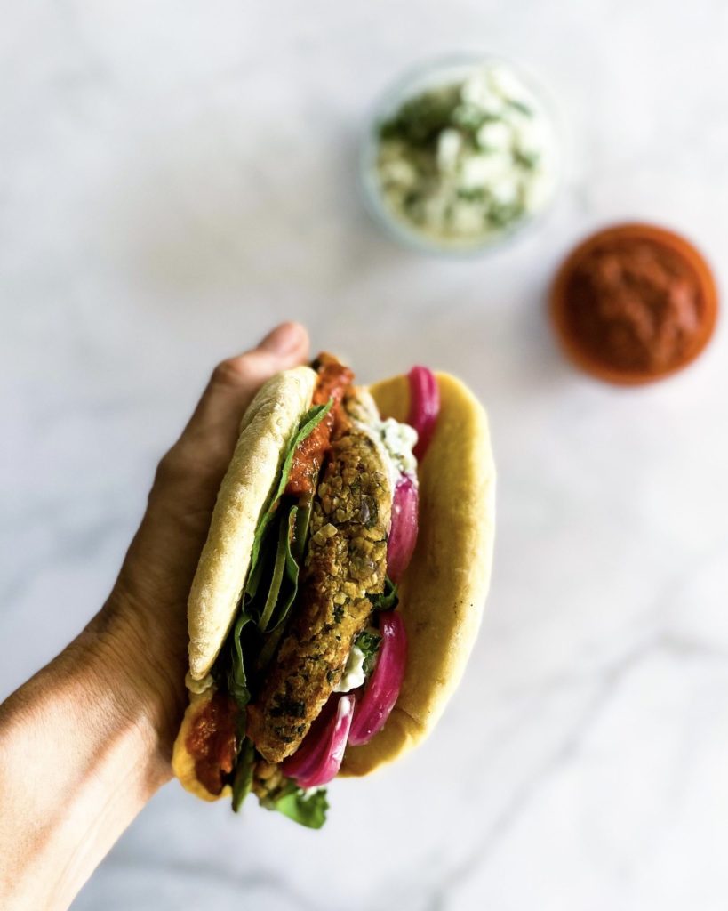 falafel naan burger in my hand