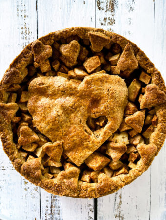 apple pie with cut out hearts