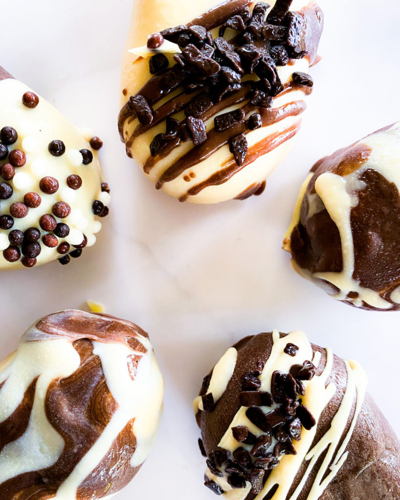 dark and white chocolate magnums close up