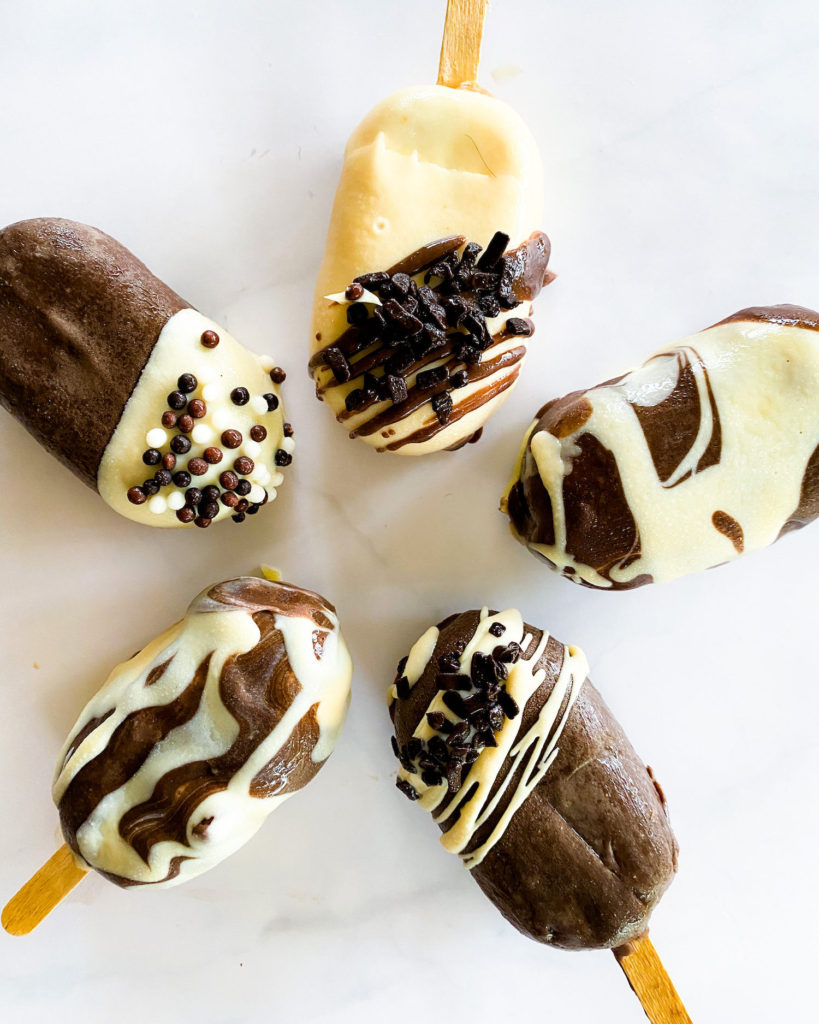 dark and white chocolate magnums close up