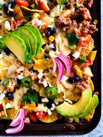 summer nachos with sides close up