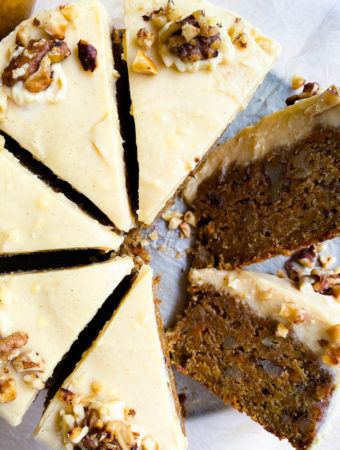 pumpkin carrot cake sliced