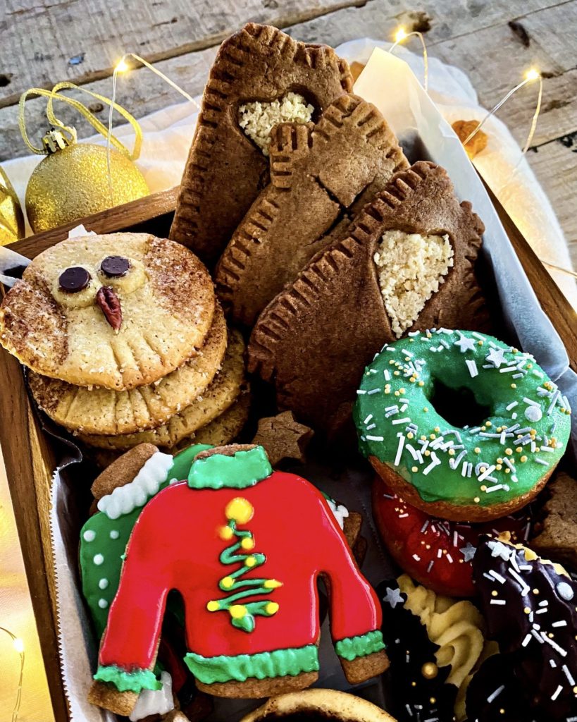 Christmas cookie box close up