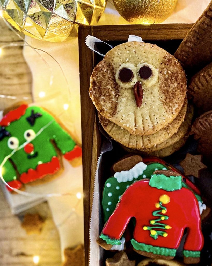 close up ugly sweater cookies