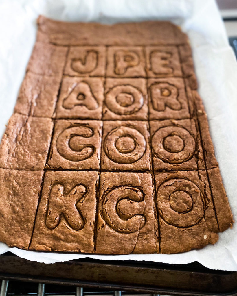 letterspeculaas on a baking tray