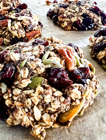 close up nuts and seeds breakfast cookies