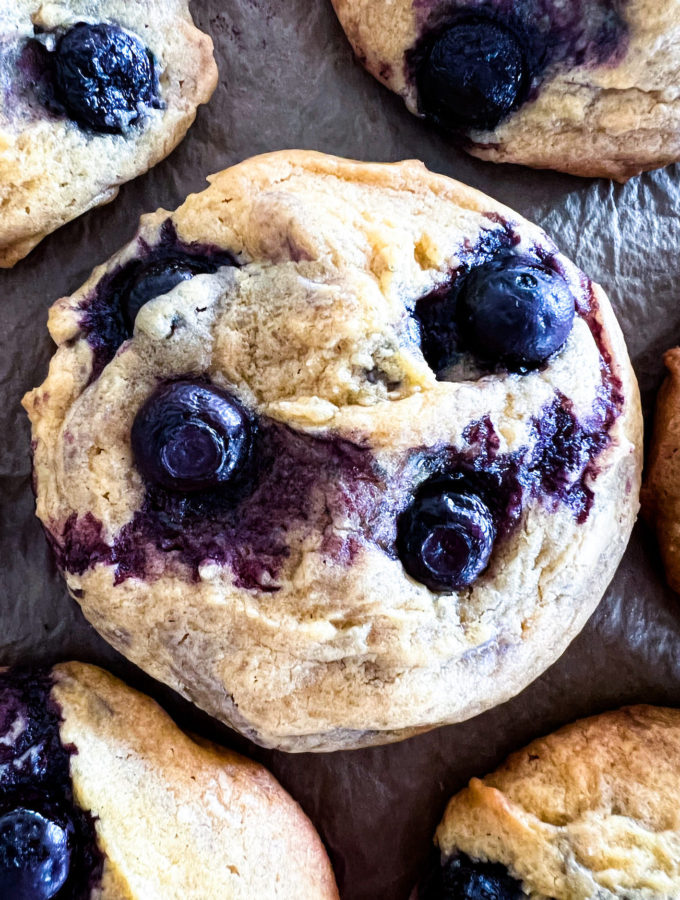 baked blueberry lemon cookies close up