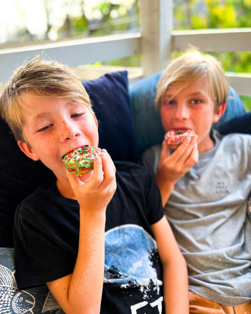 boys eating donuts