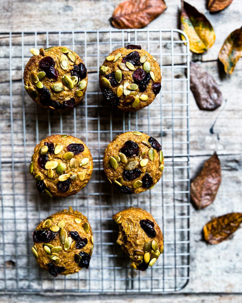 pumpkin muffins on a cooling rack