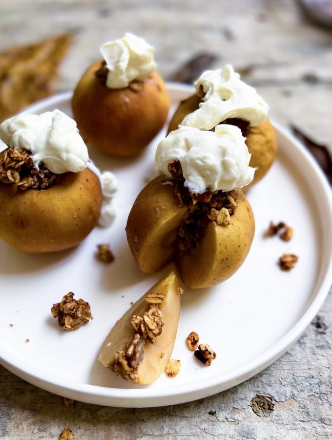 4 baked apples topped with greek yogurt