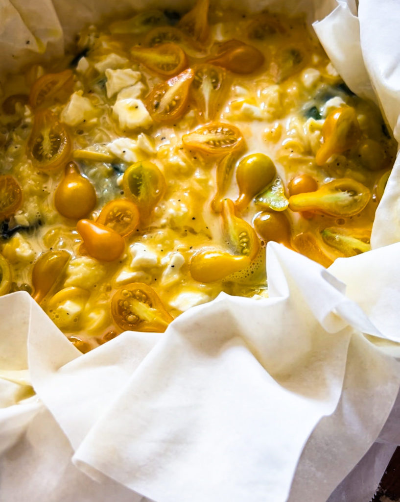 phyllo pie ready to be baked in the oven
