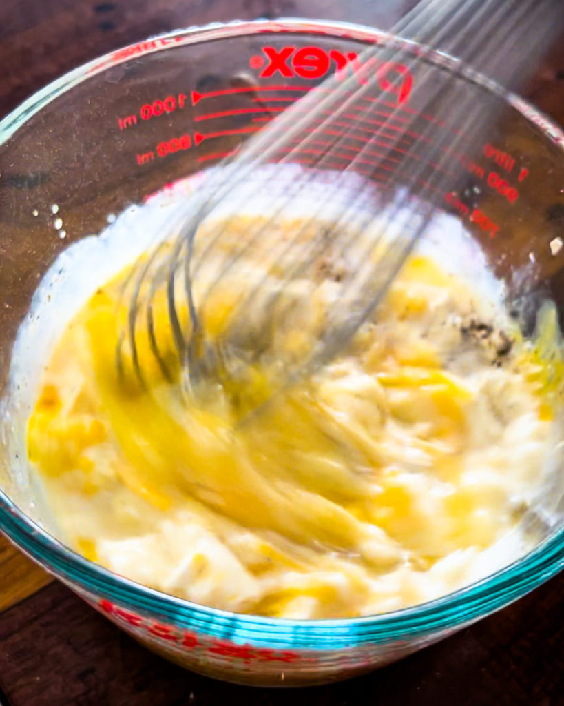 whisking the egg mixture