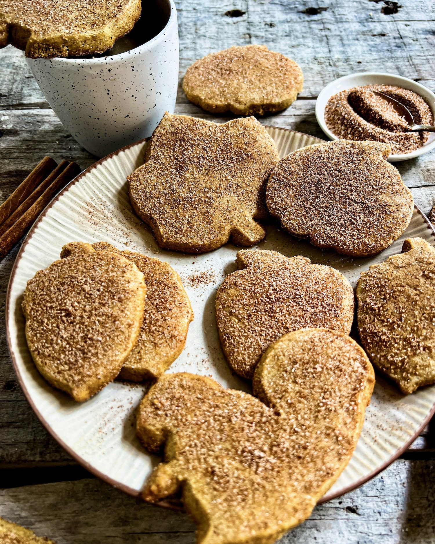 fall inspired chai sugar cookies on a plate